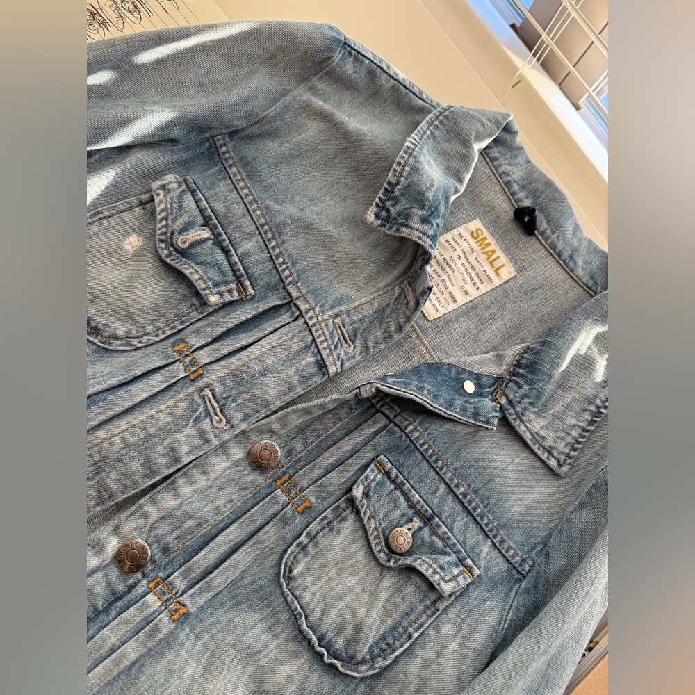 JCrew light wash, semi-distressed denim jean jacket